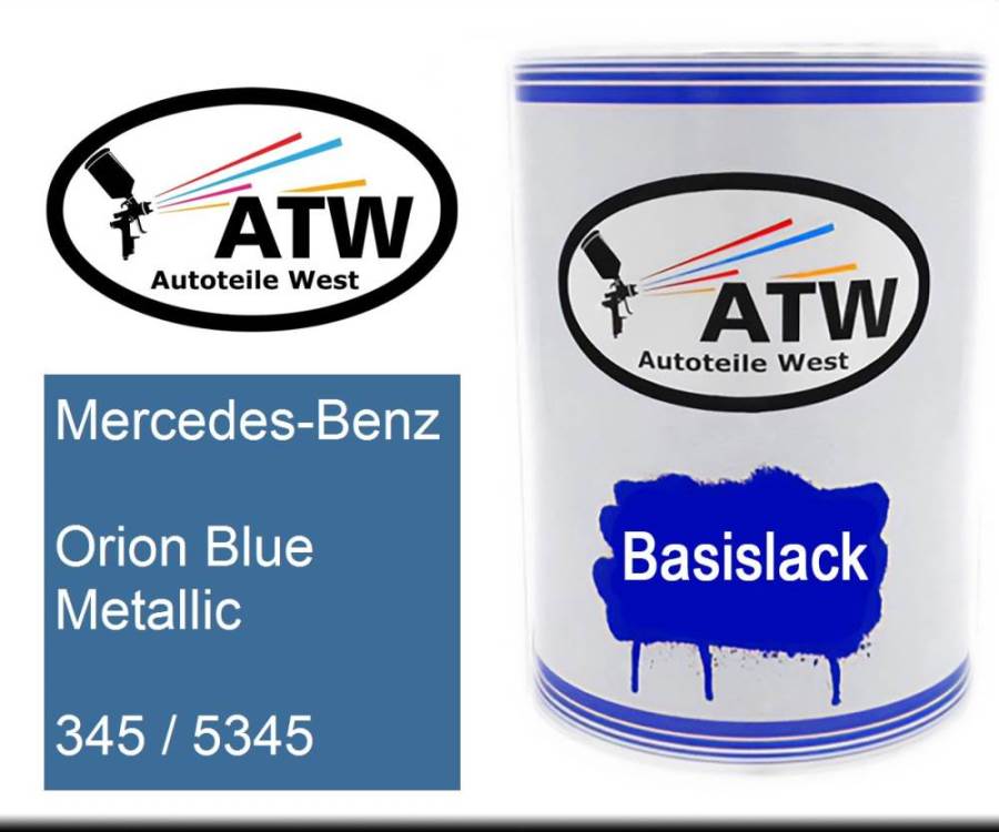 Mercedes-Benz, Orion Blue Metallic, 345 / 5345: 500ml Lackdose, von ATW Autoteile West.